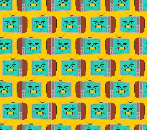 Zombie TV pattern seamless. Zombi televisor background. brainwashing concept. Illustration