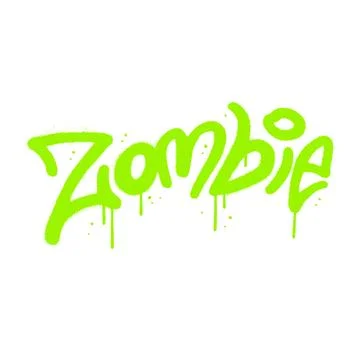 Zombie - Vector graffiti spray paint with hand drawn lettering word on white Stock Illustration