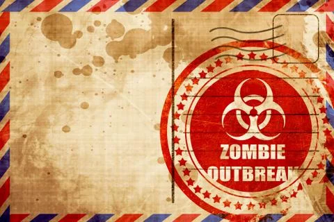 Zombie virus concept background, red grunge stamp on an airmail Stock Illustration