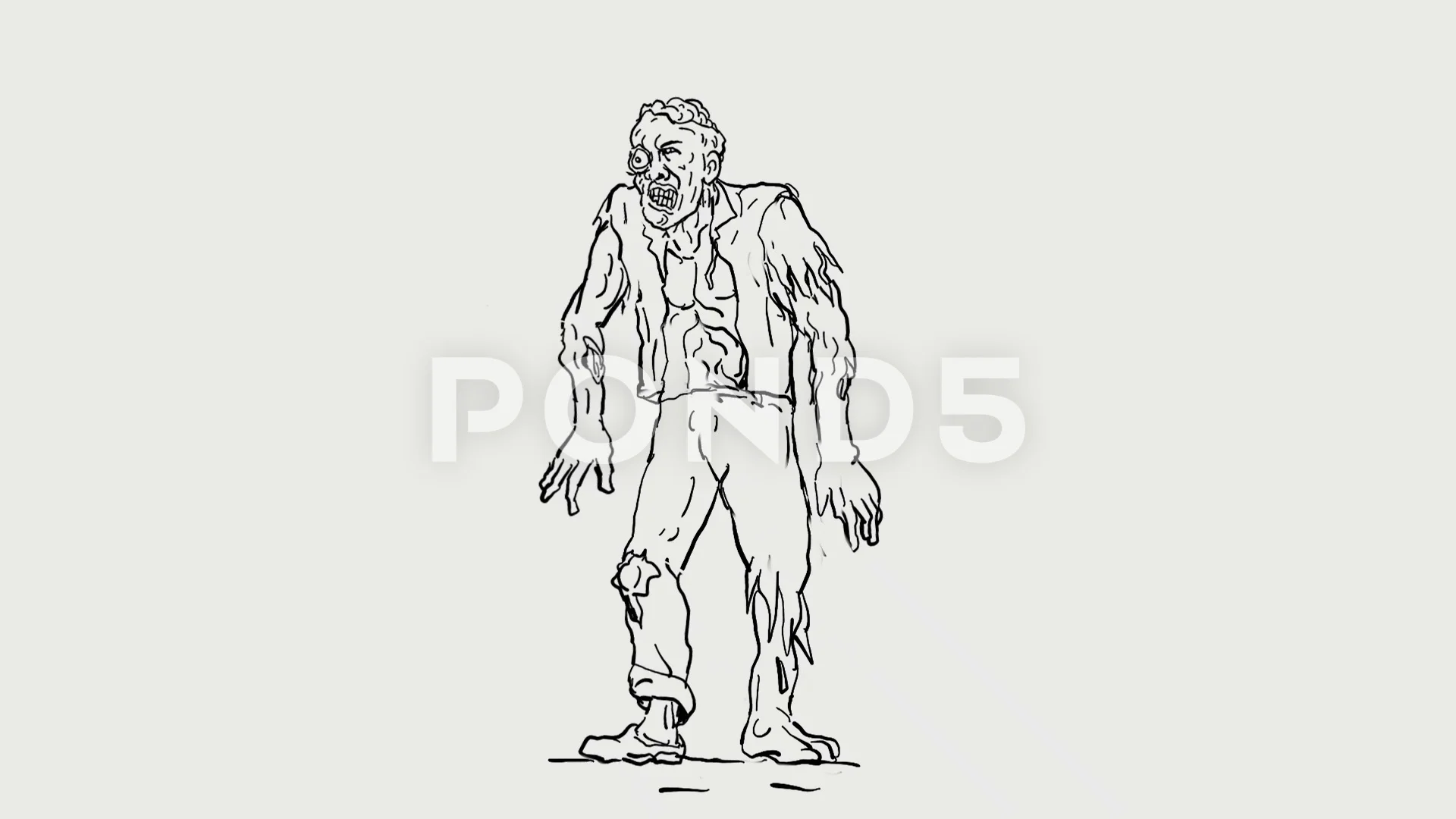 Black and White Halloween Zombie sketch drawing Stock Vector  Adobe Stock