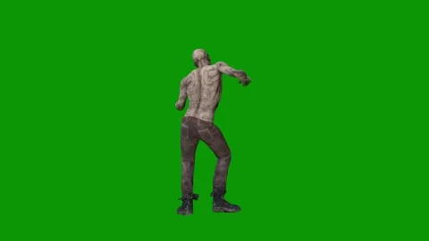 Zombie walking green screen man suit dancing standing front statue jumping the Vídeos de archivo 314067874