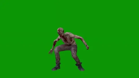 Zombie walking green screen man in costume animated chromakey cartoonish Видео 314067991