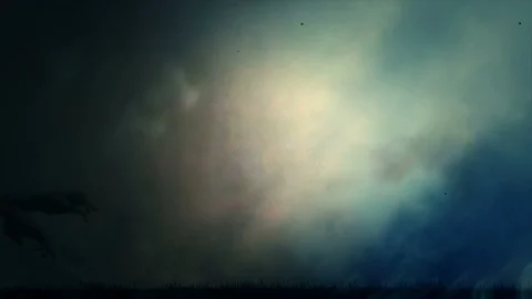 Zombie Walking at Night Under a Lightning Storm Stock Footage 101858573