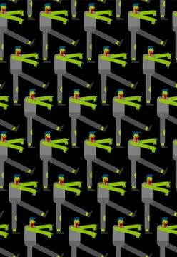 Zombie Walking pattern seamless. green dead go background. Vector texture Illustrazione stock