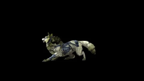 Zombie Wolf KT  attack black background animation 3D rendering Stock Footage 292472833