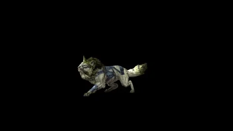 Zombie Wolf KT  bite throw black background animation 3D rendering Stock Footage 292472001