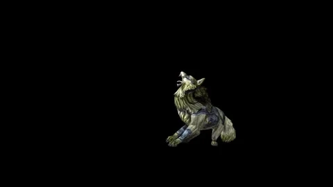 Zombie Wolf KT  death  black background animation 3D rendering Stock Footage 292472035