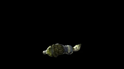 Zombie Wolf KT  down in black background animation 3D rendering Stock Footage 292473762
