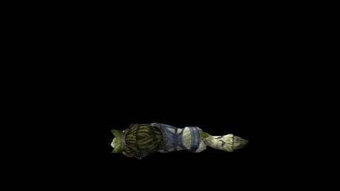 Zombie Wolf KT  down loop black background animation 3D rendering Stock Footage 292473637