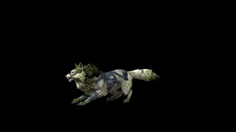 Zombie Wolf KT  jump attack black background animation 3D rendering Stock Footage 292475771