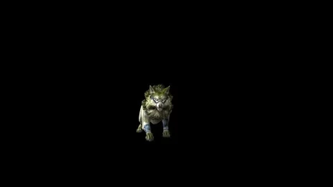 Zombie Wolf KT  jump forward  black background animation 3D rendering Stock Footage 292476116