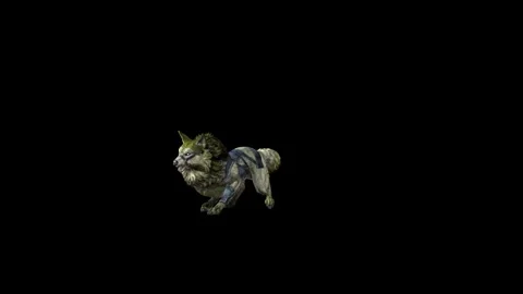 Zombie Wolf KT  roar  black background animation 3D rendering Stock Footage 292477082