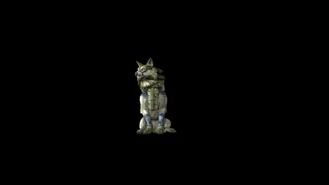 Zombie Wolf KT sit  look around  black background animation 3D rendering Stock Footage 296227472