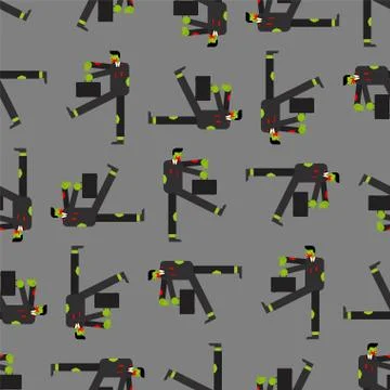 Zombie worker pattern seamless. Zombies managers background. vector illustrat 스톡 일러스트