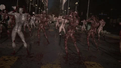 Zombies are happy and dancing in the street Stock Footage 287916870