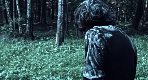 Zombies are walking through the woods. 库存影片 66855995