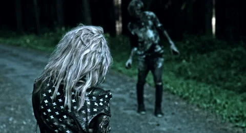 Zombies are walking through the woods. Stock Footage 66859378