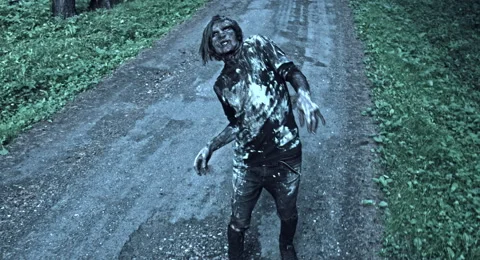 Zombies are walking through the woods. Stock Footage 66864945