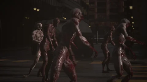 Zombies attack and curfew begins Stock Footage 287566989