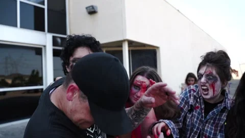 Zombies Attacking Man - Slow Mo HD 動画素材 160881750