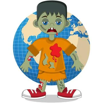 Zombies on the background of the globe. Stock Illustration