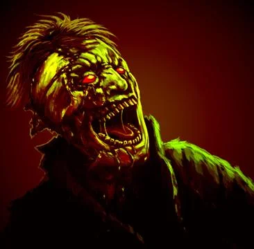 Zombies with broken face Stock Illustration