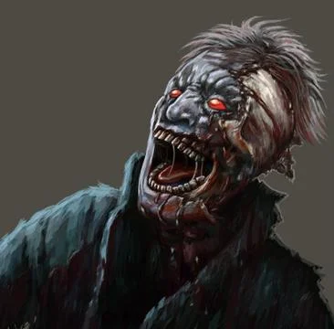 Zombies with broken face Stock Illustration
