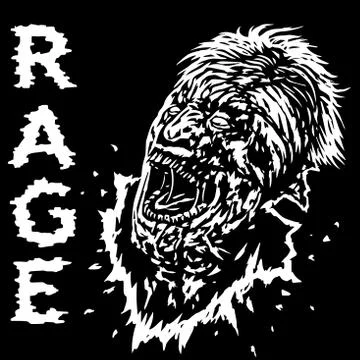 Zombies with broken face looking up and screaming with his mouth open. Vector Stock Illustration