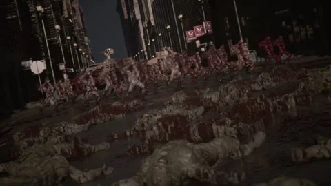 Zombies dancing and celebrating to occupy the city Stock Footage 287935943