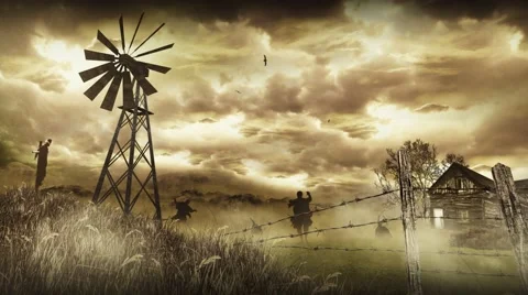 Zombies Down on the Farm 4K Stock Footage 64891902