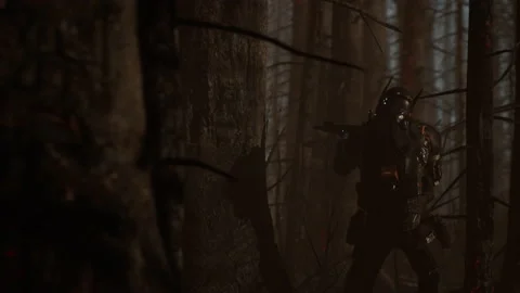 Zombies Hive Epic Fight Scene with Sci-Fi Astronauts Soldiers 05 Stock Footage 232733233