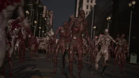 Zombies invade and take control of the city Stock Footage 287845943