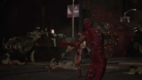 Zombies invade the city in combat with army forces Stock Footage 289227751