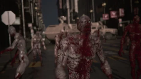 Zombies invade empty city streets Stock Footage 287569767