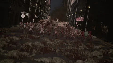 Zombies party and dance on human corpses Video stock 287939081