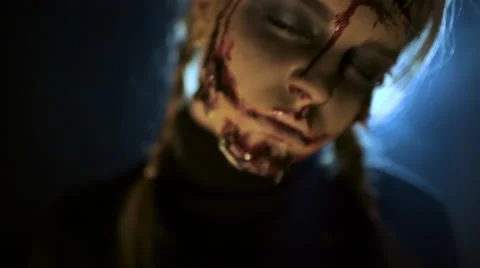 Zombies with sliced person Stock Footage 68749803