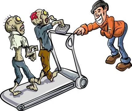 Zombies on a treadmill Stock Illustration