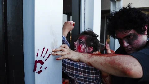 Zombies Trying to Break In - Slow Mo HD 動画素材 160881642