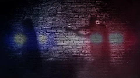 Zombies verses Cops and Bullets Wall Shadows 4K Background Stock Footage 167711096