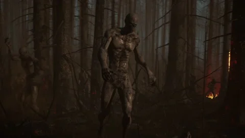 Zombies walk like dead in the midst of battle 04 Stock Footage 232571673