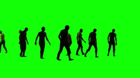 Zombies Walking Animation on Green Screen Background 4K Stock Footage 313702994