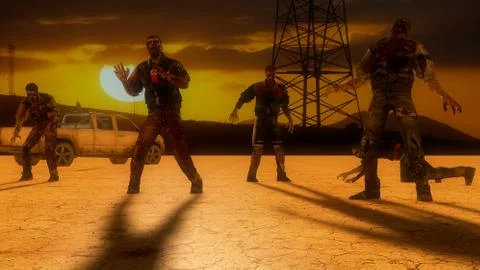 Zombies walking Stock Illustration