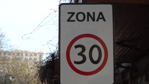 ZONE 30 road sign Stock Footage 237895019