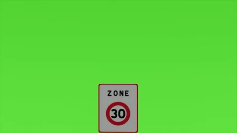 Zone 30 Speed Limit Sign Icon Green Screen Animation Видео 346442809