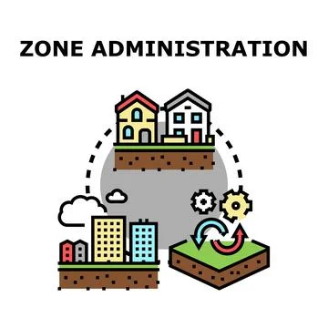 Zone administration concept defining urban area development Illustrazione stock