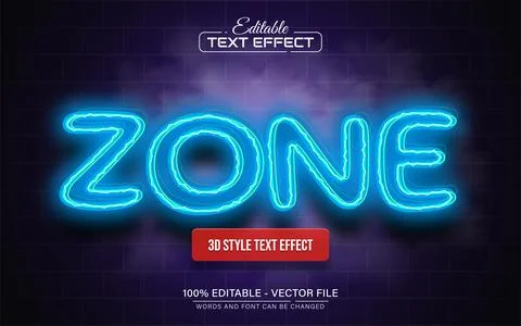 Zone blue neon text effect editable Stock Illustration