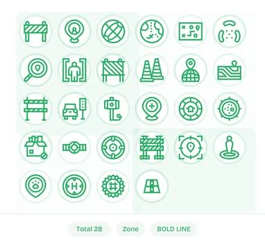 Zone Comprehensive Vector Bundle with 28 Pixel Aligned Bold Line Retina Rea.. Stock Illustration