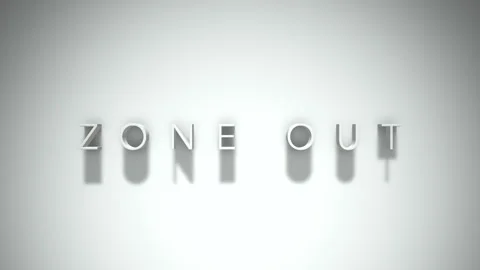 Zone out 3D title animation with shadows on a white background Stock Footage 297800340