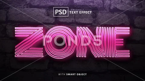 Zone text - editable neon font effects PSD Template