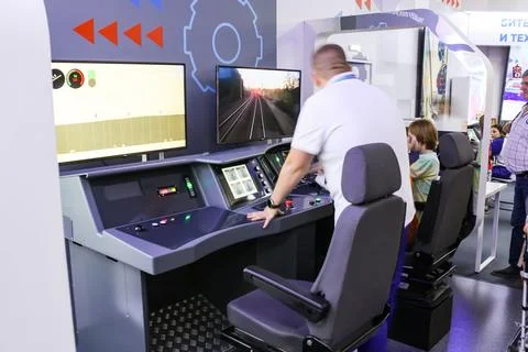 Zone with a train driver simulator. Stock Photos